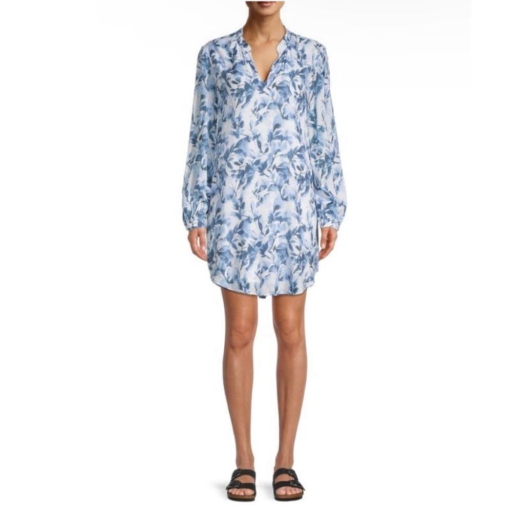 Cloth & Stone Indigo Foliage Floral Leaf-Print Shift Mini Dress NWT Size Small